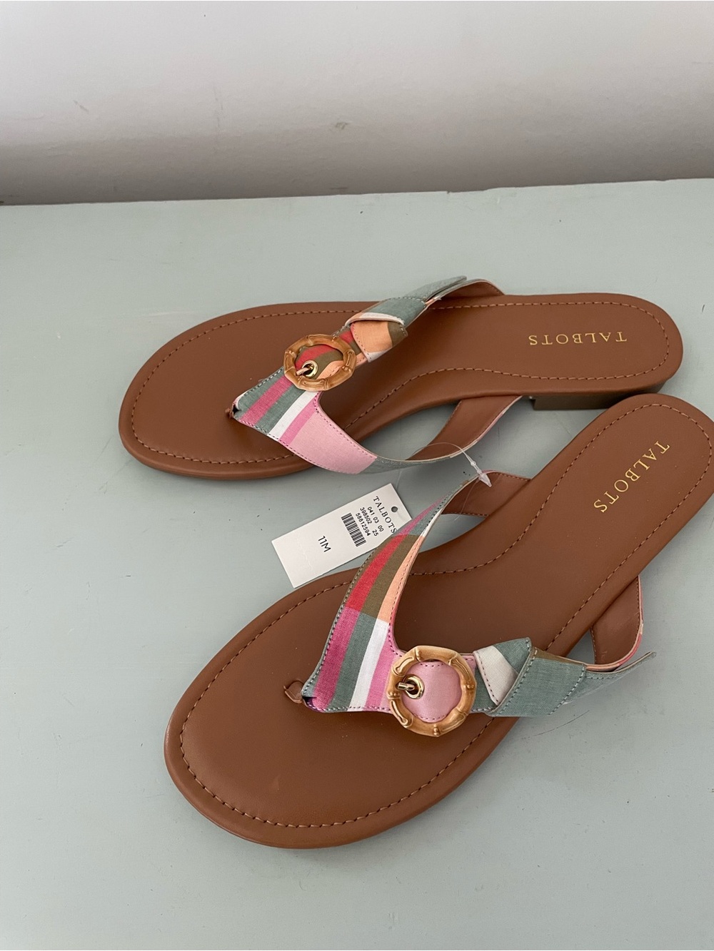 Talbots Gia Buckle Thong Sandals - Modern Madras NWT